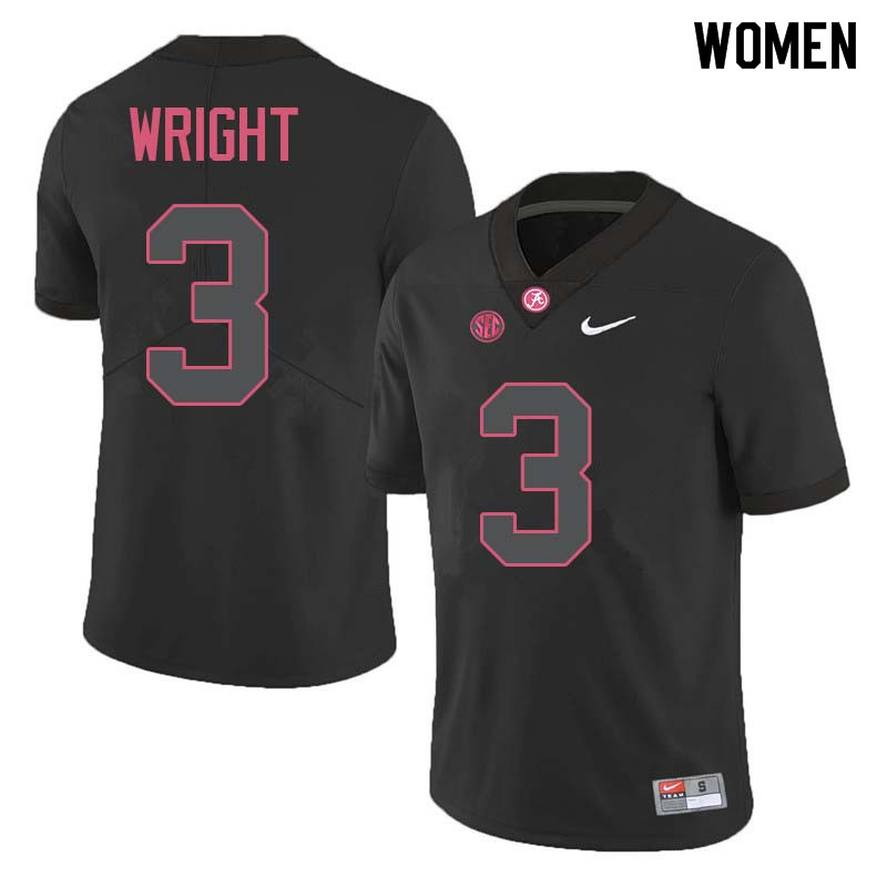 Women #3 Daniel Wright Alabama Crimson Tide College Football Jerseys Sale-Black